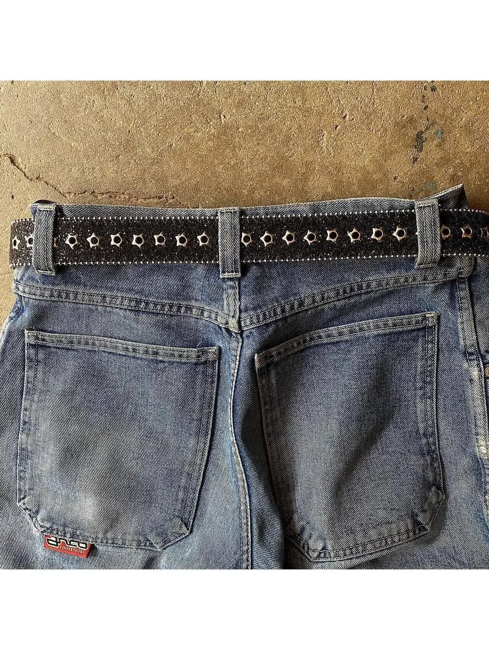 Cyber Y2k Style Studded Black and Silver 2-Tone Rhinestone belt. Cool